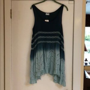 Free People Blue Ombre Voile and Lace Trapeze